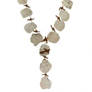 NEW Ivory Natural‎ Marbled Stone 27” Necklace